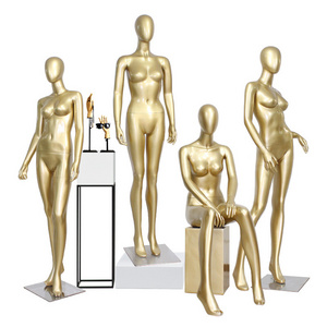 Custom wholesale Full Body Dress Form Clothes Fiberglass Women Mannequin Model Gold Female Mannequins Full-Body for Display