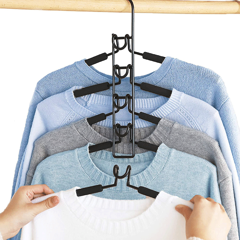 Small Batch Foldable Multifunctional Five-layer Foam Cotton-padded Rack Travel Cabinet Storage Helper Clothes Hangers Of Metal