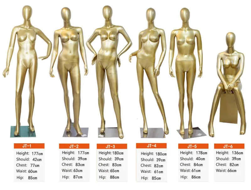 Custom wholesale Full Body Dress Form Clothes Fiberglass Women Mannequin Model Gold Female Mannequins Full-Body for Display