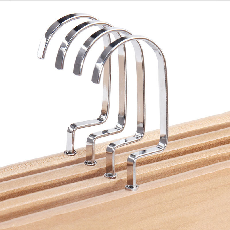 Hot sale clothing store wooden hanger with metal hook skirt support telescopic hanging clip non-slip pants clip