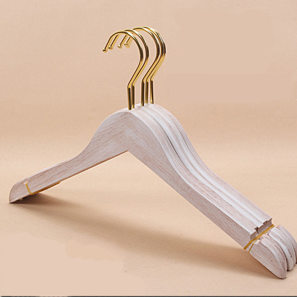 Best quality space saving padded folding coat portable white wood hanger with gold accessories