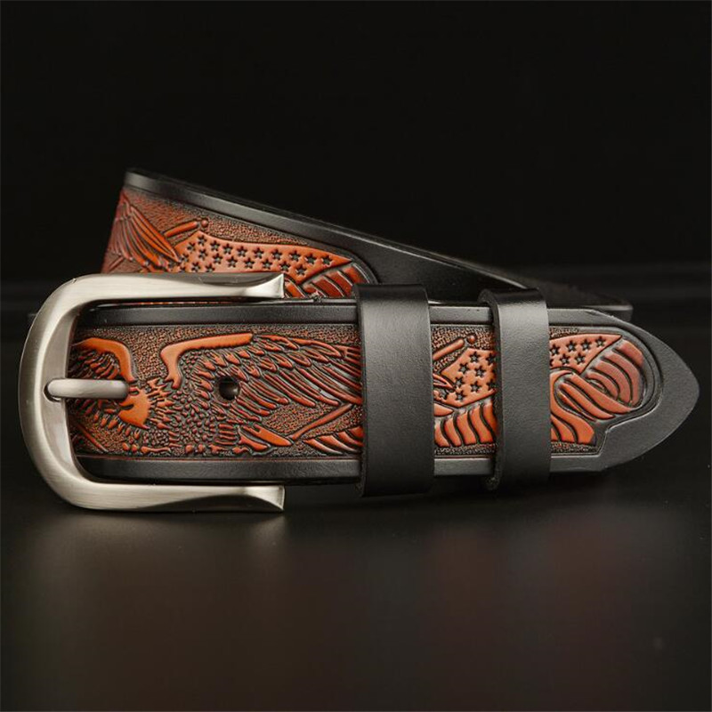 Men's Cow Leather Belt Pin Buckle Belt Cowhide Male Belts For Men High Quality LQbelt Factory