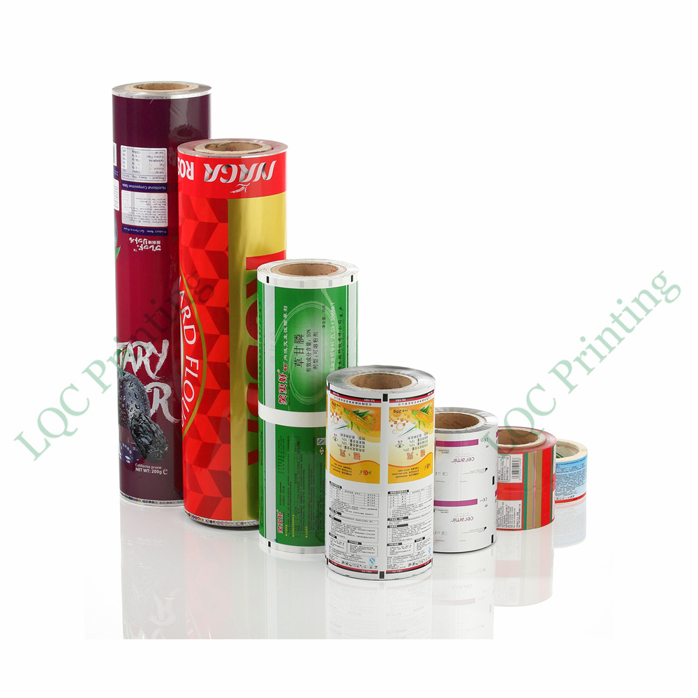 Printed rollstock food grade flexible packaging lamination laminating sealing roll film packaging in rolls glossy plastic