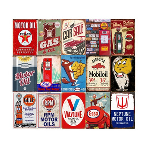 Retro metal signs of gasoline, full service car parts tin signs for wall decor, 20*30cm, retro racing oil metal signs