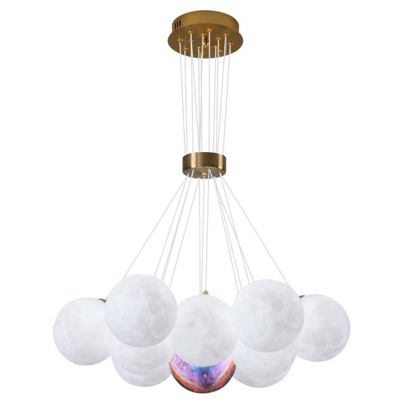 Nordic Style 3D Printing Planet LED Pendant Lights Hotel Hall Livingroom Bedroom Decoration Luminaire Suspension Light Fixtures