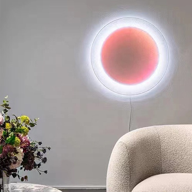 Modern Creative Full Moon Wall Lamp Mural Decorative Lamp Round/Square Hotel Aisle Bedroom Background