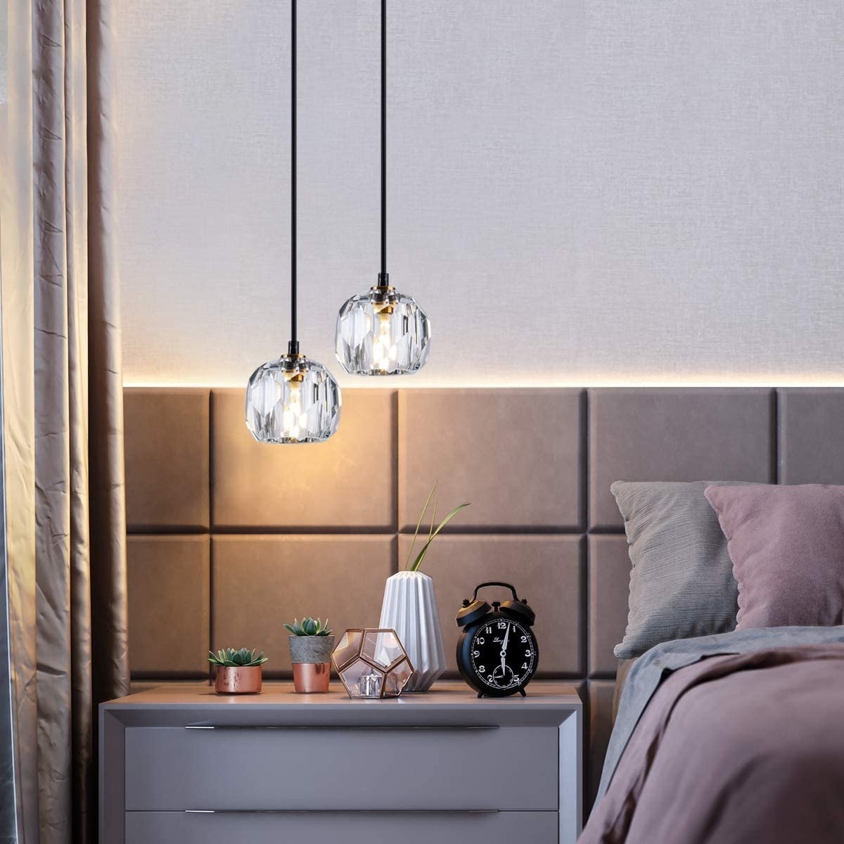 Modern Mini Crystal Pendant Light Contemporary Soccer Shape Ceiling Hanging Lights Fixture for Kitchen Island Living Room