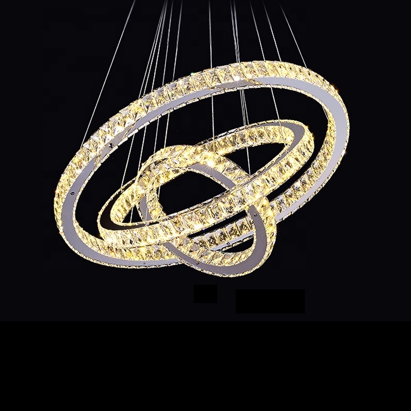 Modern LED Crystal Ring Chandelier Hanging Lamp For Living Room Bedroom Kitchen Indoor Lighting Fixture Lights