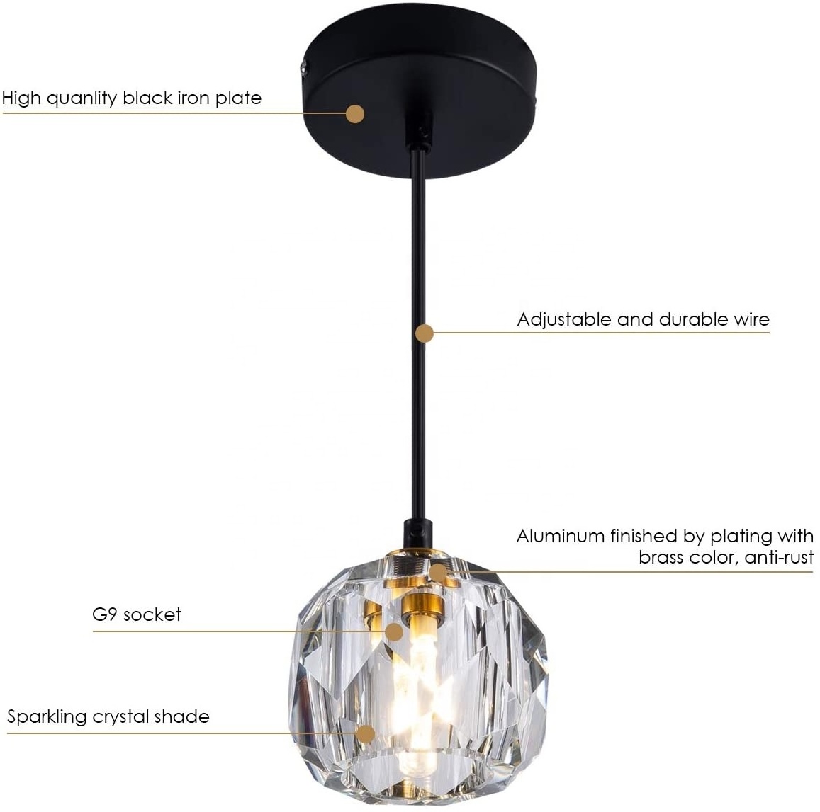 Modern Mini Crystal Pendant Light Contemporary Soccer Shape Ceiling Hanging Lights Fixture for Kitchen Island Living Room