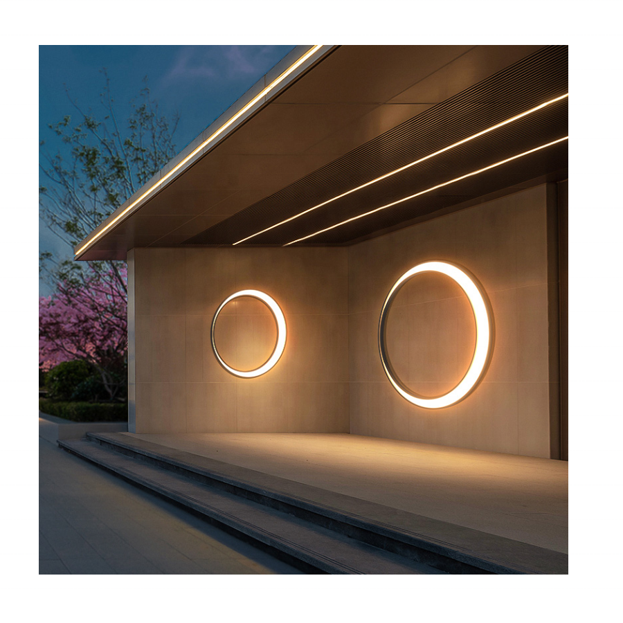 Outdoor LED Sconce Wall Light Modern IP65 Waterproof 110V 220V 24W LED Cafe Villa Garden Cotta Round Moon Background Wall Lamps