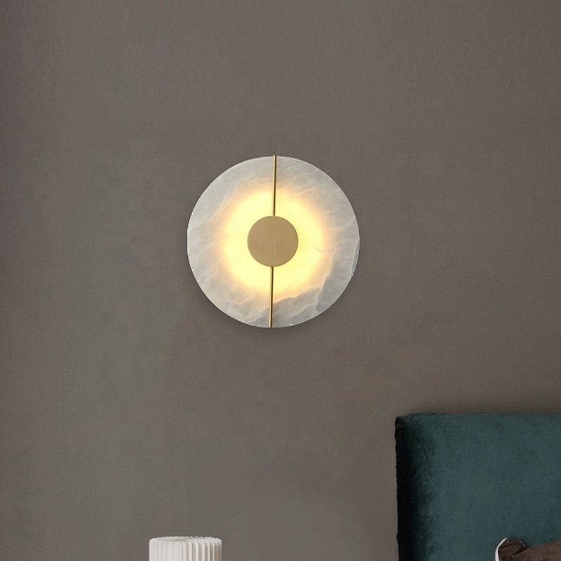 Modern Copper Led Wall Lamp Creative Marble Sconce Wall Light for Living Room Bra Bedside Bedroom Hotel Aisle Lighting