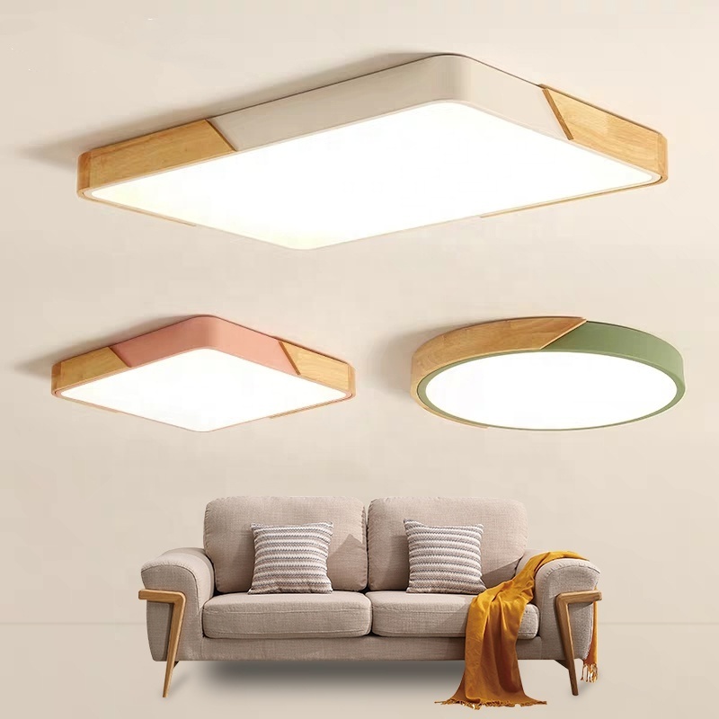 LED Macaron Ceiling Light Ultra-thin Wooden Round Square Rectangular Bedroom Living Room Simple Aisle Corridor Light