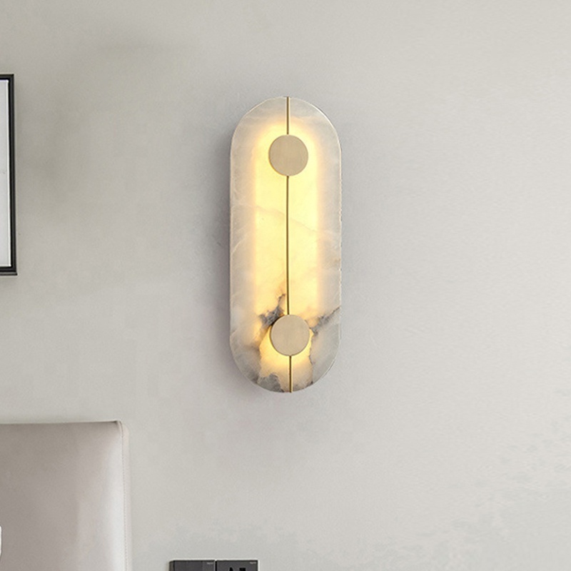 Modern Copper Led Wall Lamp Creative Marble Sconce Wall Light for Living Room Bra Bedside Bedroom Hotel Aisle Lighting