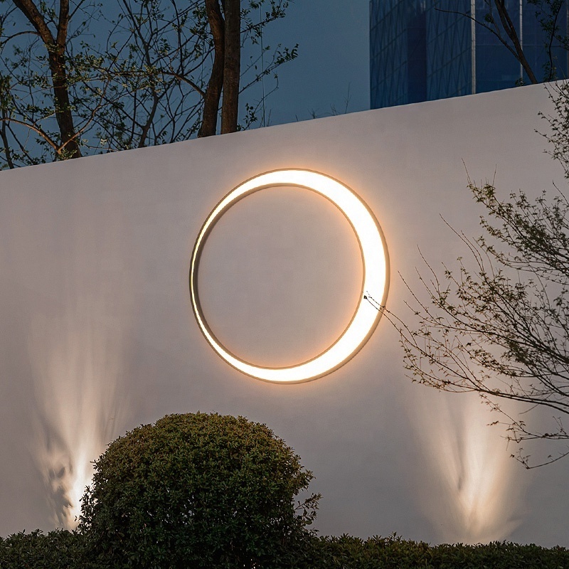 Outdoor LED Sconce Wall Light Modern IP65 Waterproof 110V 220V 24W LED Cafe Villa Garden Cotta Round Moon Background Wall Lamps