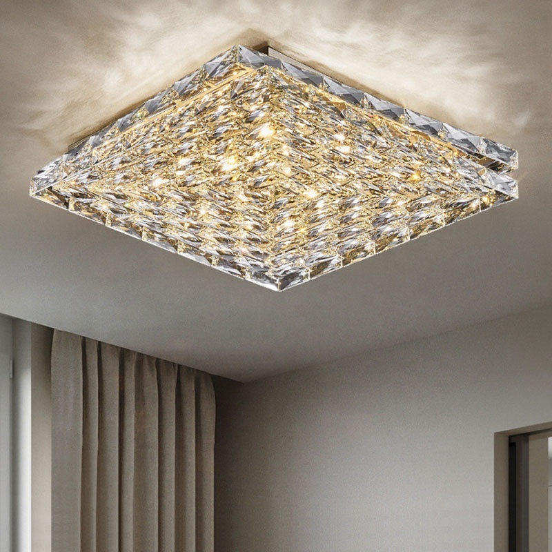 Room Surface Mounted Indoor Square Ceiling Lamp K9 Crystal For Bedroom Living Room Lled Ceiling Light