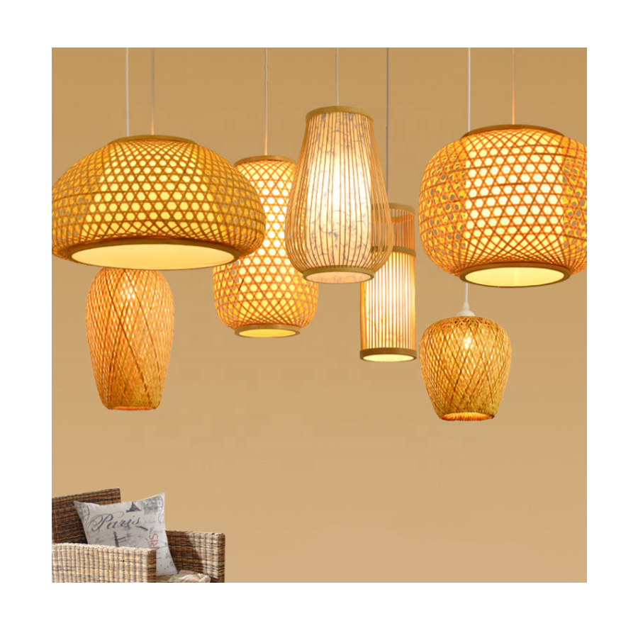 Modern Bamboo Hand Woven Bamboo Art Pendant lights Dining Room Bamboo Lantern Chandelier Bedroom living room restaurant light