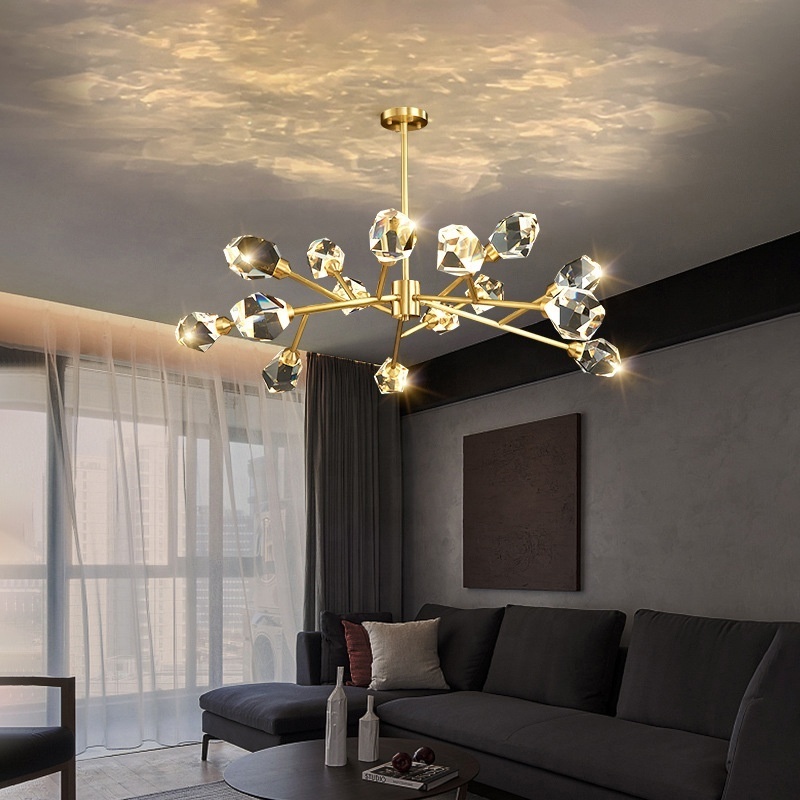 Luxury Brass Ceiling Crystal Chandelier Lighting Dining Gold Led Lustre Chandelier for Living Kitchen Fixture Lighting Bedroom