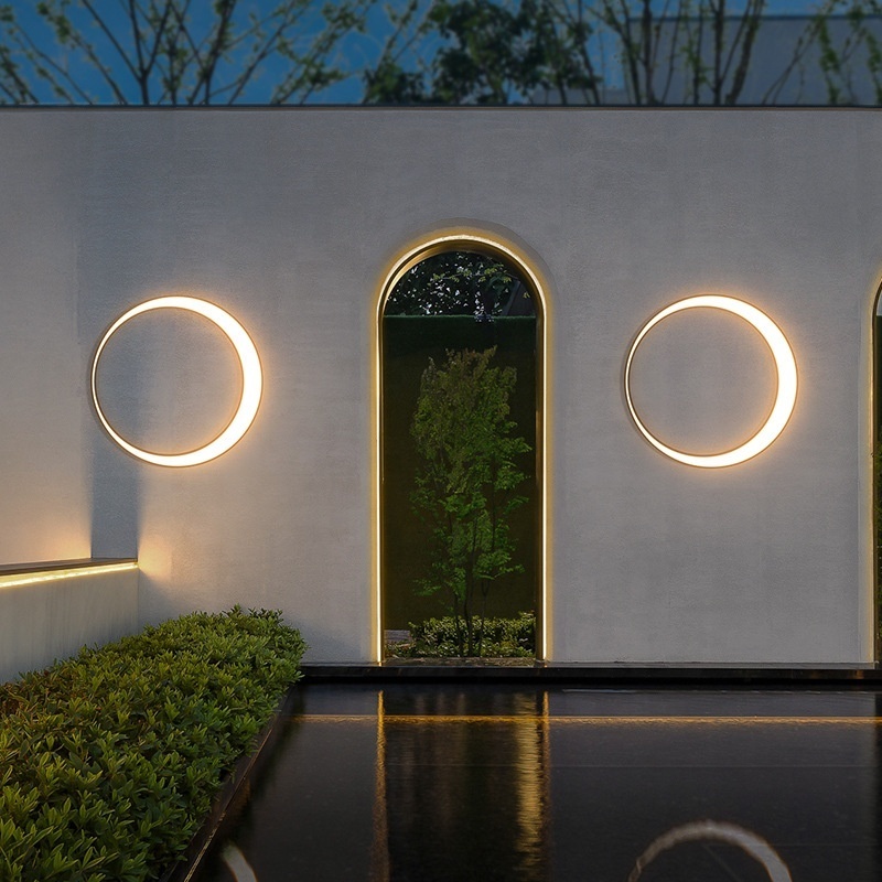 Outdoor LED Sconce Wall Light Modern IP65 Waterproof 110V 220V 24W LED Cafe Villa Garden Cotta Round Moon Background Wall Lamps