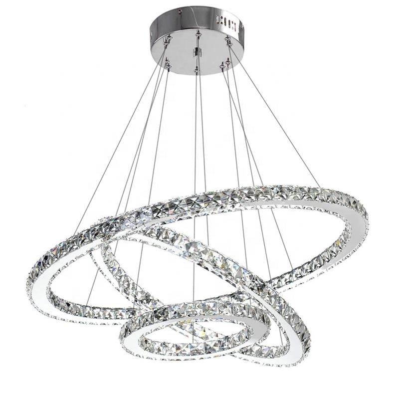 Modern LED Crystal Ring Chandelier Hanging Lamp For Living Room Bedroom Kitchen Indoor Lighting Fixture Lights