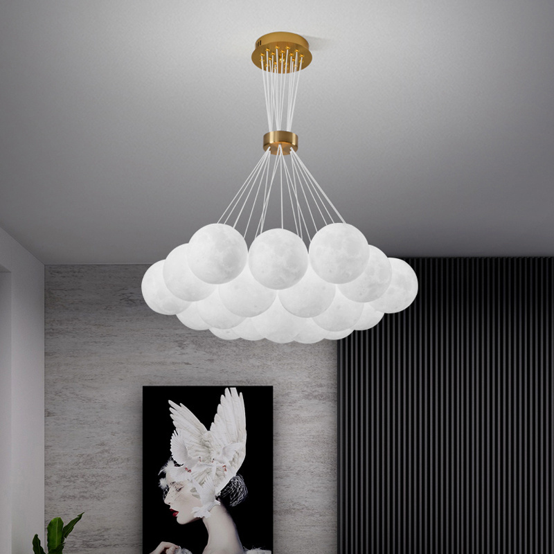 Nordic Style 3D Printing Planet LED Pendant Lights Hotel Hall Livingroom Bedroom Decoration Luminaire Suspension Light Fixtures