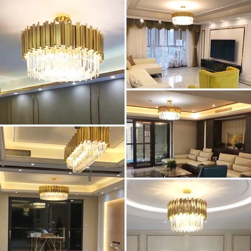 Rectangle Modern Crystal Chandelier Dining Room Luxury Living Room LED Lighting Fixture Large for Kitchen Hotel Hallway