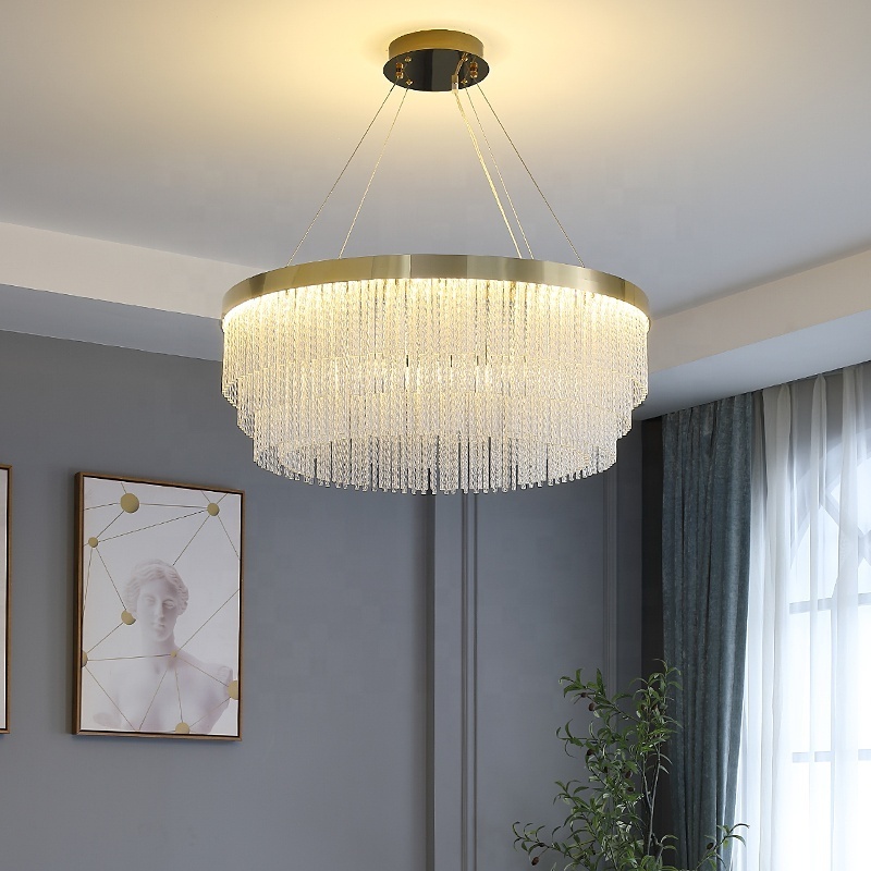 Modern Crystal Chandelier for High Ceilings Golden Chandelier luxury for Home Kitchen Lighting Decorative