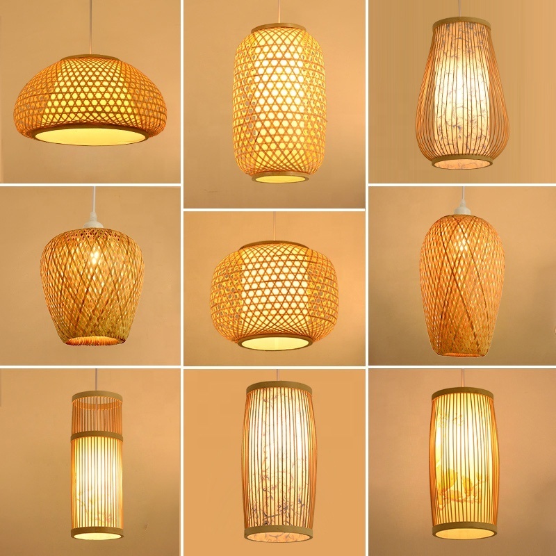 Modern Bamboo Hand Woven Bamboo Art Pendant lights Dining Room Bamboo Lantern Chandelier Bedroom living room restaurant light