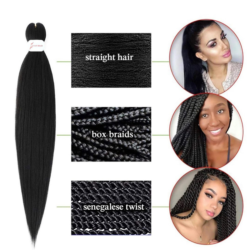 Factory Wholesale Synthetic Yaki Braiding Hair Extension Pre-Streched Ez Braid Synthetic Hair Yaki  Bundles Easy Braid Hair