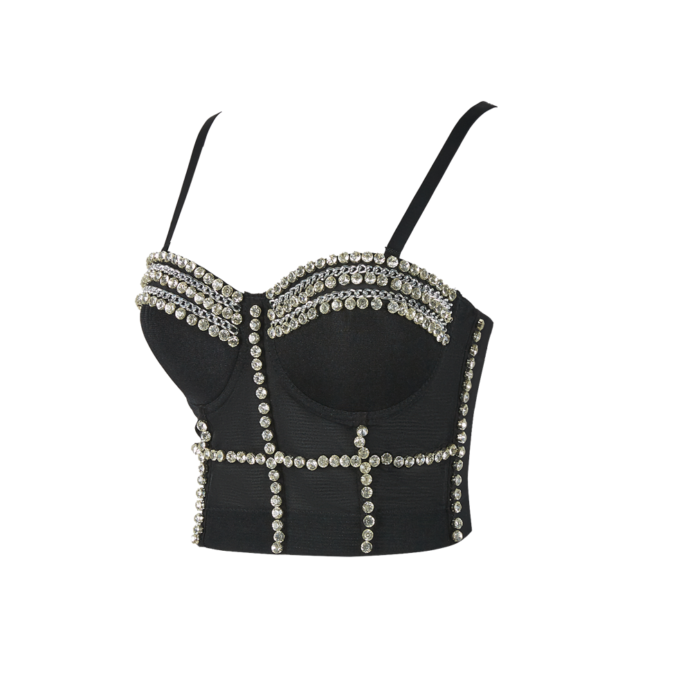 Wholesale quality latex Sexu Fashion Sexy Outerwear Women Mature Elegant Rhinestone Beaded Half Cup Lingerie Bustier