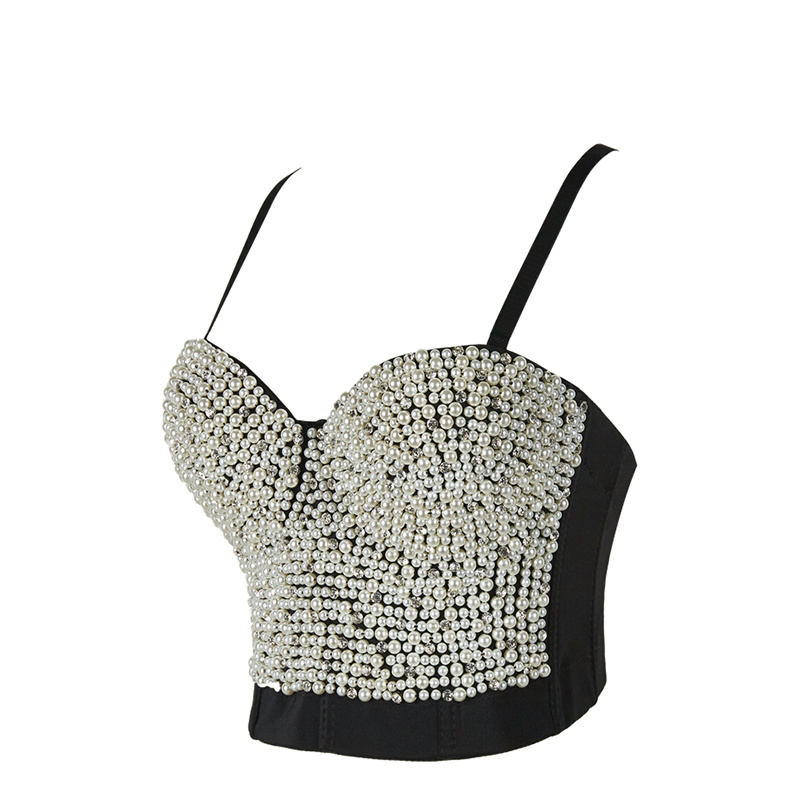 2022 New Design Sleeveless Beading Diamond Sexy Nightclub Party Women Top Sexy Bra Bustier Corset