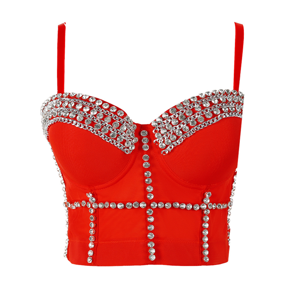 Wholesale quality latex Sexu Fashion Sexy Outerwear Women Mature Elegant Rhinestone Beaded Half Cup Lingerie Bustier