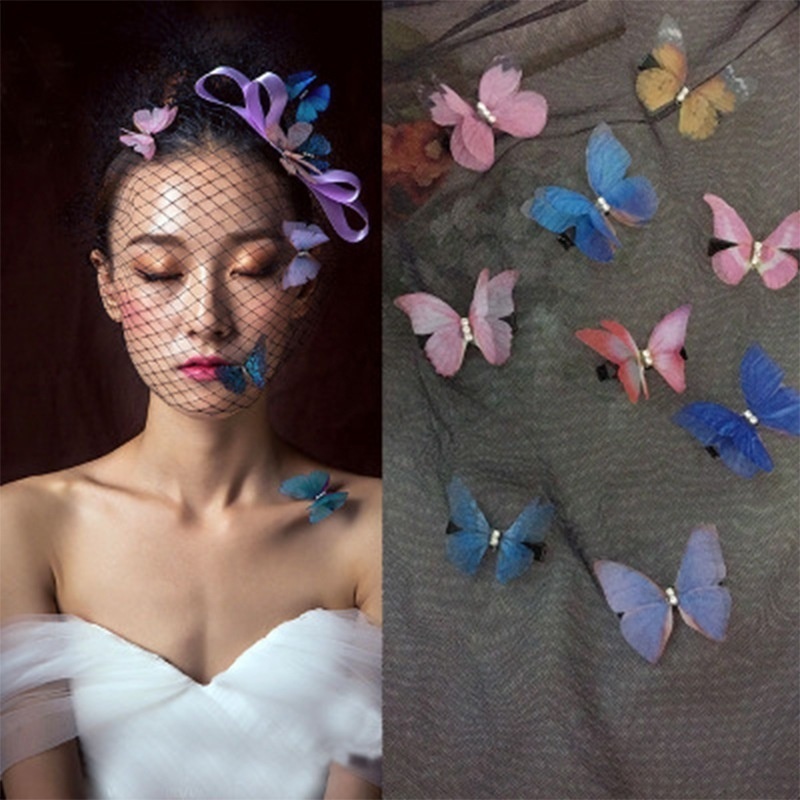 Butterfly Small Hair Clips with Rhinestones for Teens Women Butterfly Clips Cute Hair Clips Headwear Gifts for Wedding