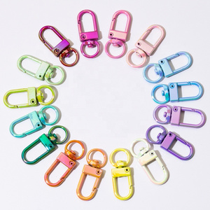 Color spring buckle open ring Electroplated door buckle Keychain Cuba necklace DIY accessories alloy connection ring