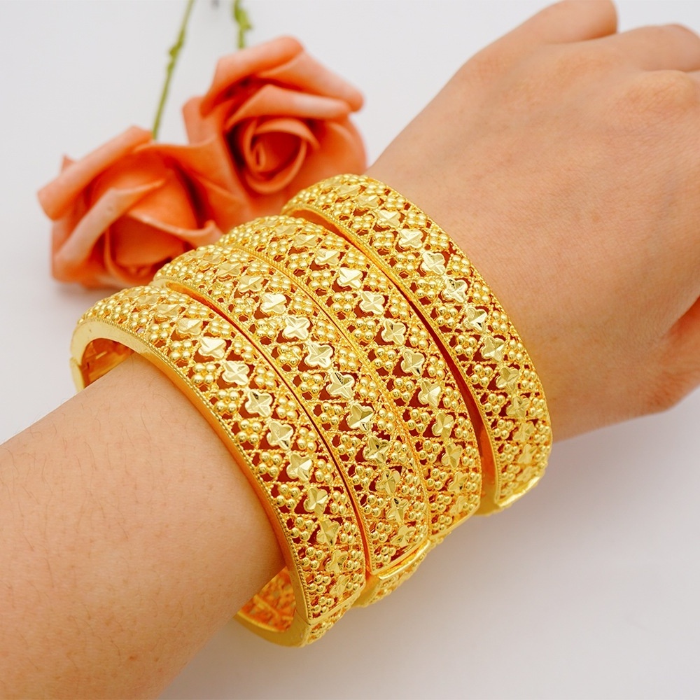 24K gold plated Dubai Bangles for Women Middle East  Bangles Ethiopian Saudi Arabia  mesh Bracelets Wedding Jewelry Gifts