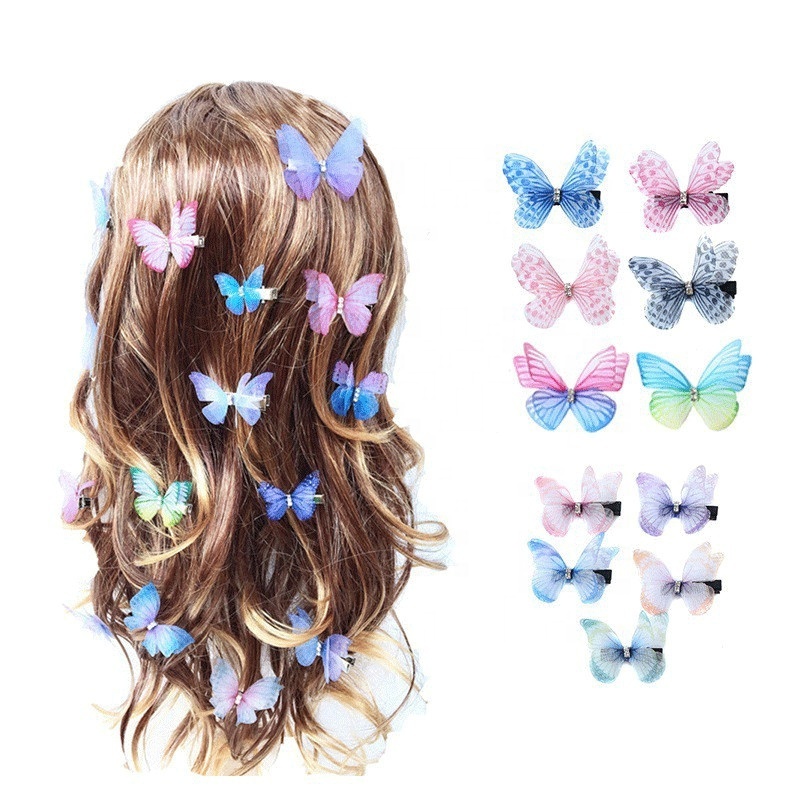 Butterfly Small Hair Clips with Rhinestones for Teens Women Butterfly Clips Cute Hair Clips Headwear Gifts for Wedding