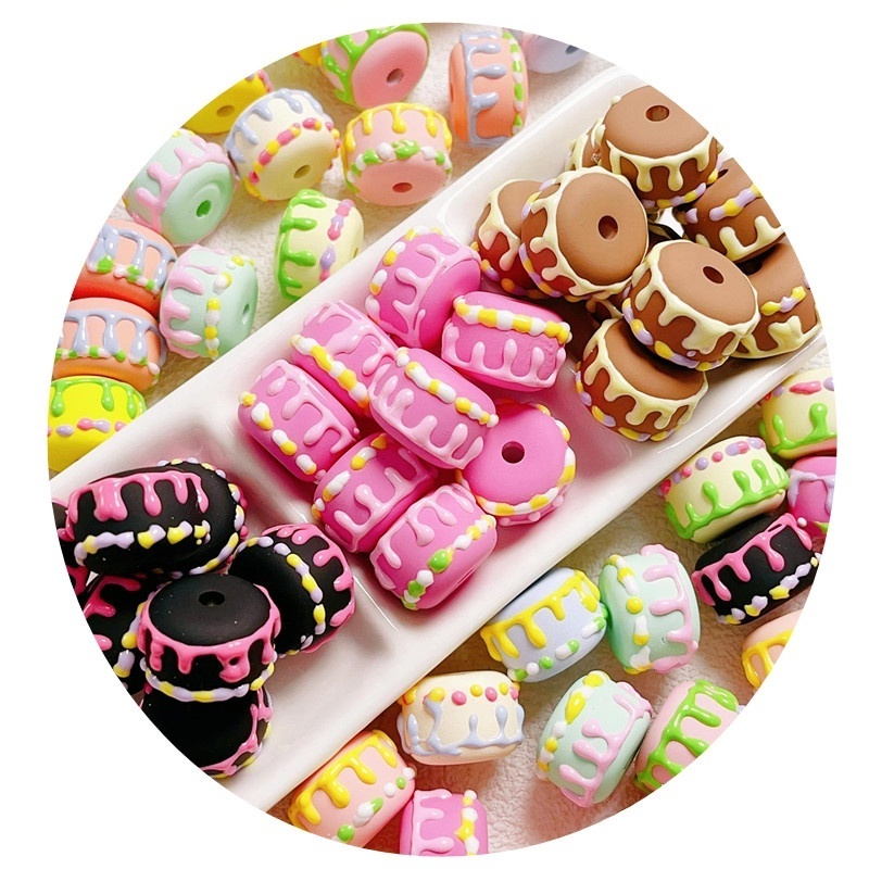 dopamine hand painted acrylic cake beads handmade DIY material accessories mobile phone chain pendant loose beads