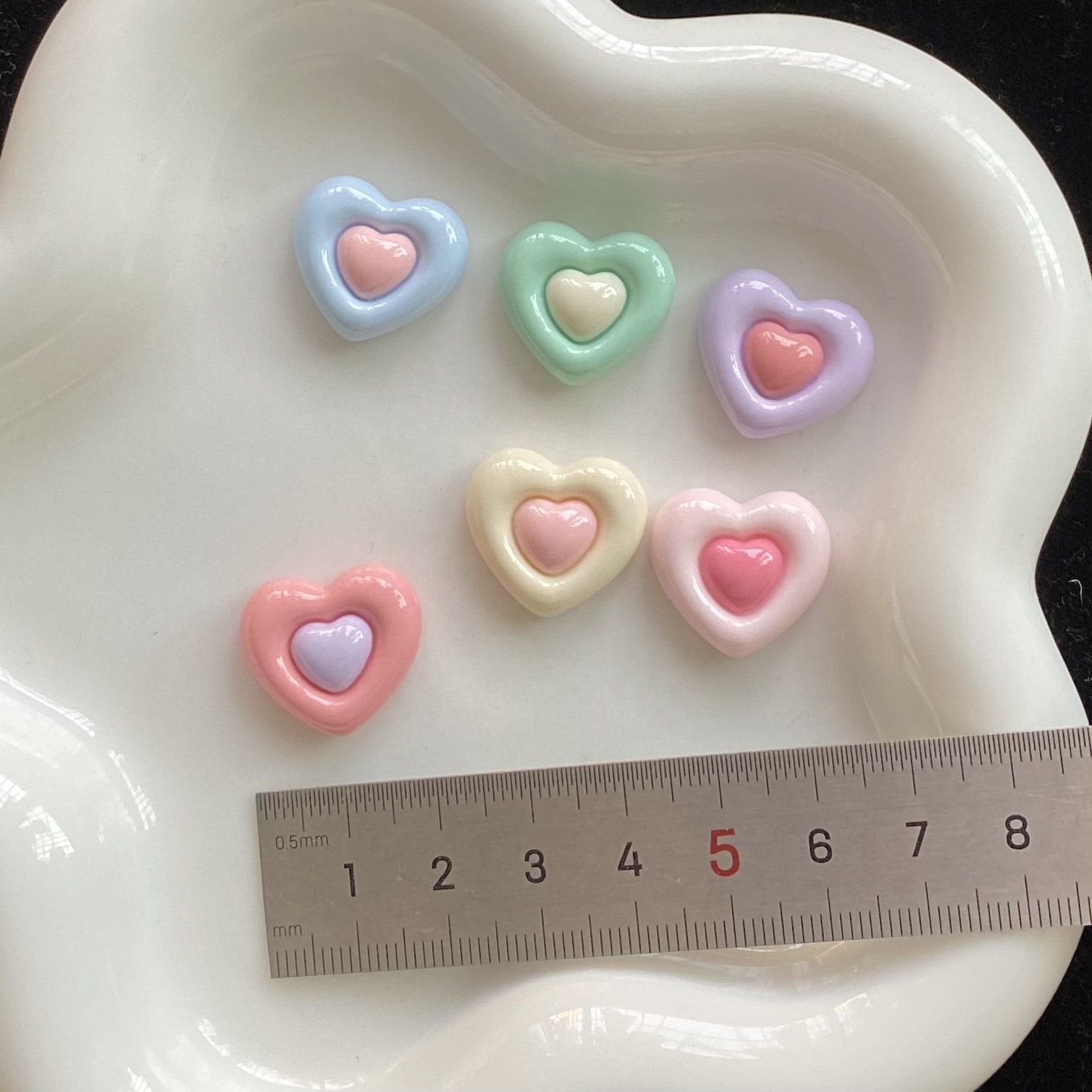 Bright Macaron Double Color Love DIY Handmade Cream Gel Resin Hair Clip Accessories Phone Case Hair Jewelry Materials