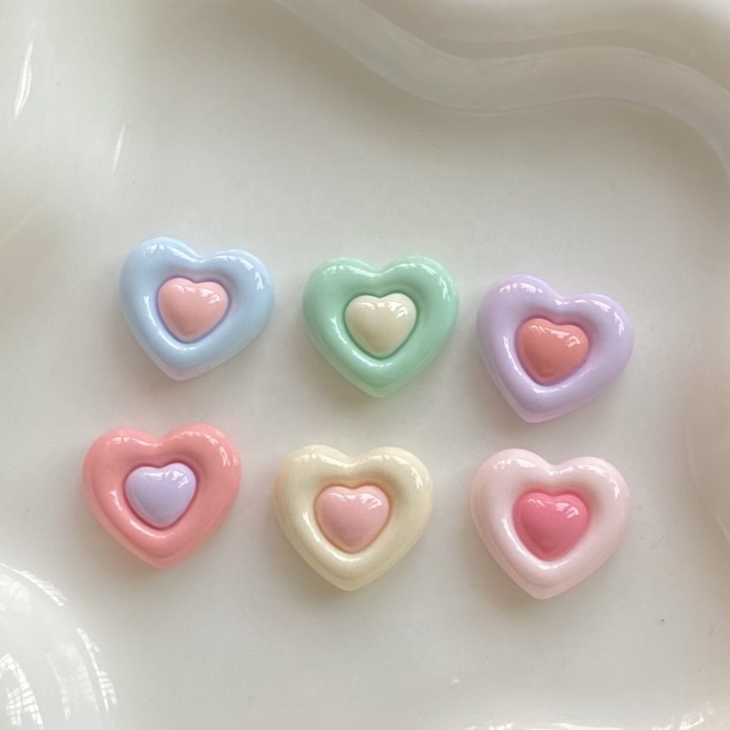 Bright Macaron Double Color Love DIY Handmade Cream Gel Resin Hair Clip Accessories Phone Case Hair Jewelry Materials