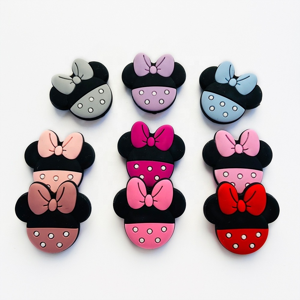 Wholesale New focal Beads for pen Minnie pattern silicone teething beads Food Grade Pendant baby pacifier chain loose bead