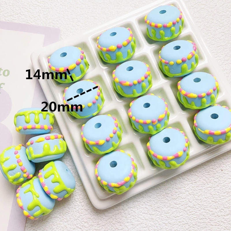 dopamine hand painted acrylic cake beads handmade DIY material accessories mobile phone chain pendant loose beads