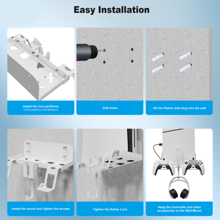 Wall mount stand bracket game console holder for ps5 slim accessories controller headset holder storage stand