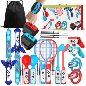 15 in 1 For Nintendo Switch Golf Club Tennis Racket Steering Wheel Wristband for Nintendo Switch Sports Games Accessories Kit