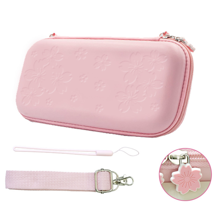 Sakura Case for NS OLED Pink Case with Strap for Nintendo Switch OLED Flower Case