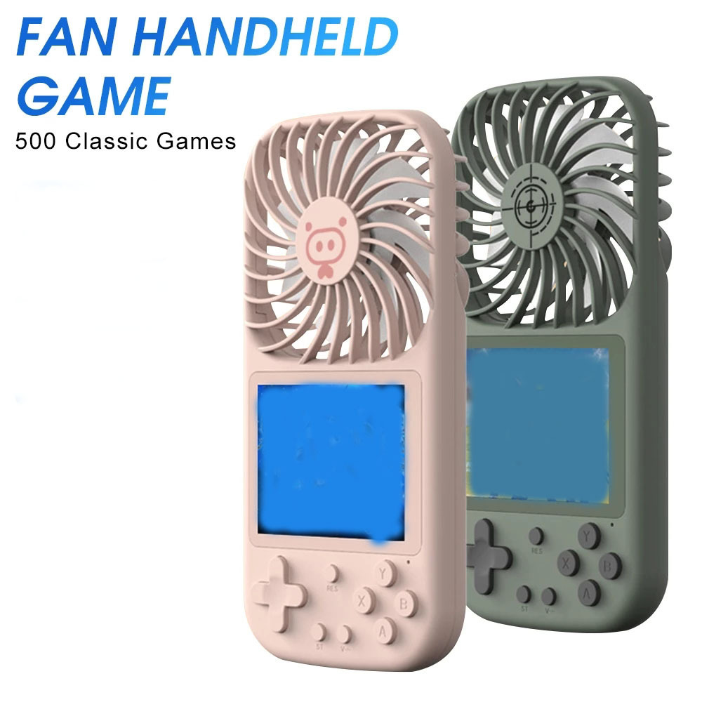 2 in1 USB Portable Handheld Console 500 Retro Mini Personal Games Console Fan Handheld Game Console Color Display with Fan