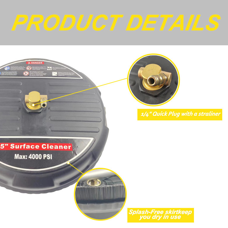 Newest Low Price Wheelless Fully Cleaning 4000psi High Pressure Road Washer 15 Inches 1/4 Quick Connector Rotary Surface Cleaner