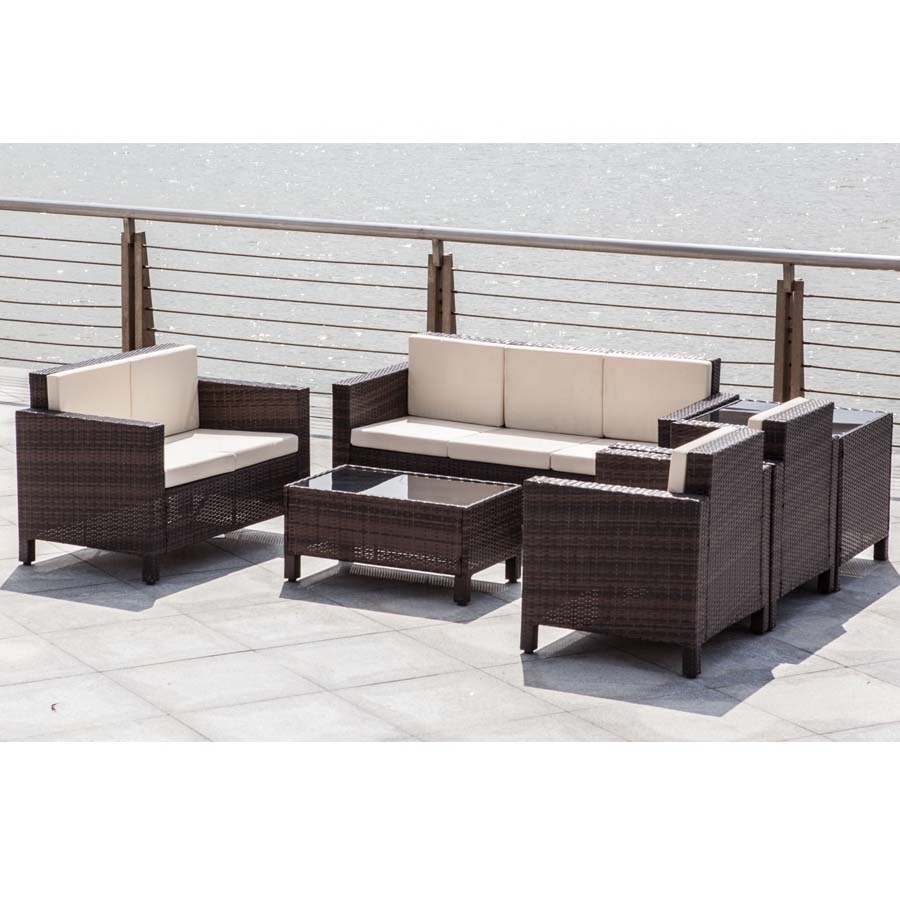 Outdoor Wicker Sofa Set Rattan Furniture Rattan Wicker Furniture 6-PIECE Indoor Outdoor Coffee Table Set Armrest Furniture Set