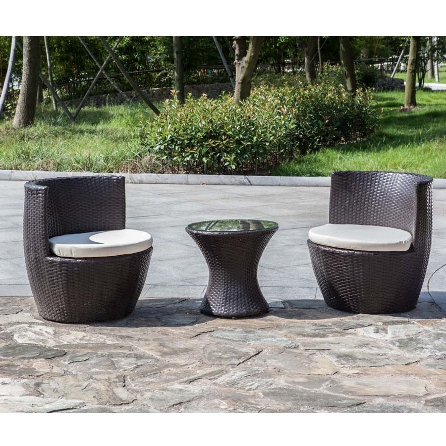 3PCS Rattan Vase Set  Wicker Rattan Sofa With Cushion Rattan Garden Furniture Outdoor Seating