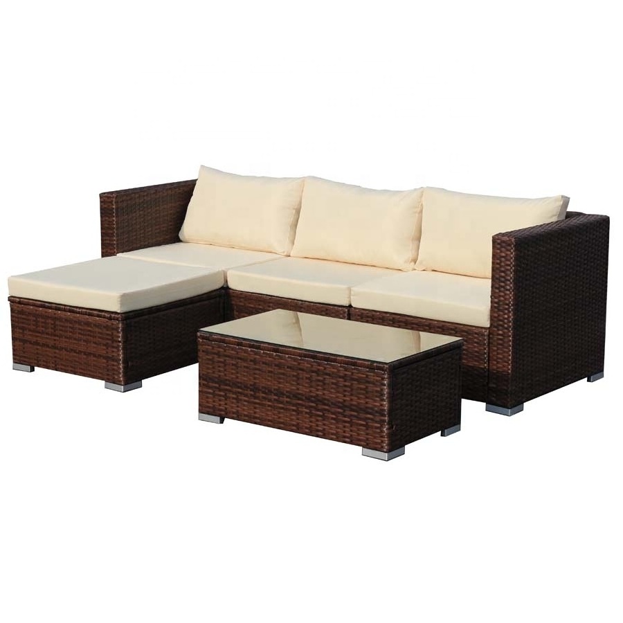 Mail Packing Outdoor Patio Sets Outdoor Rattan Furniture Rattan Sets  4PC Outdoor Furniture Couch Padded