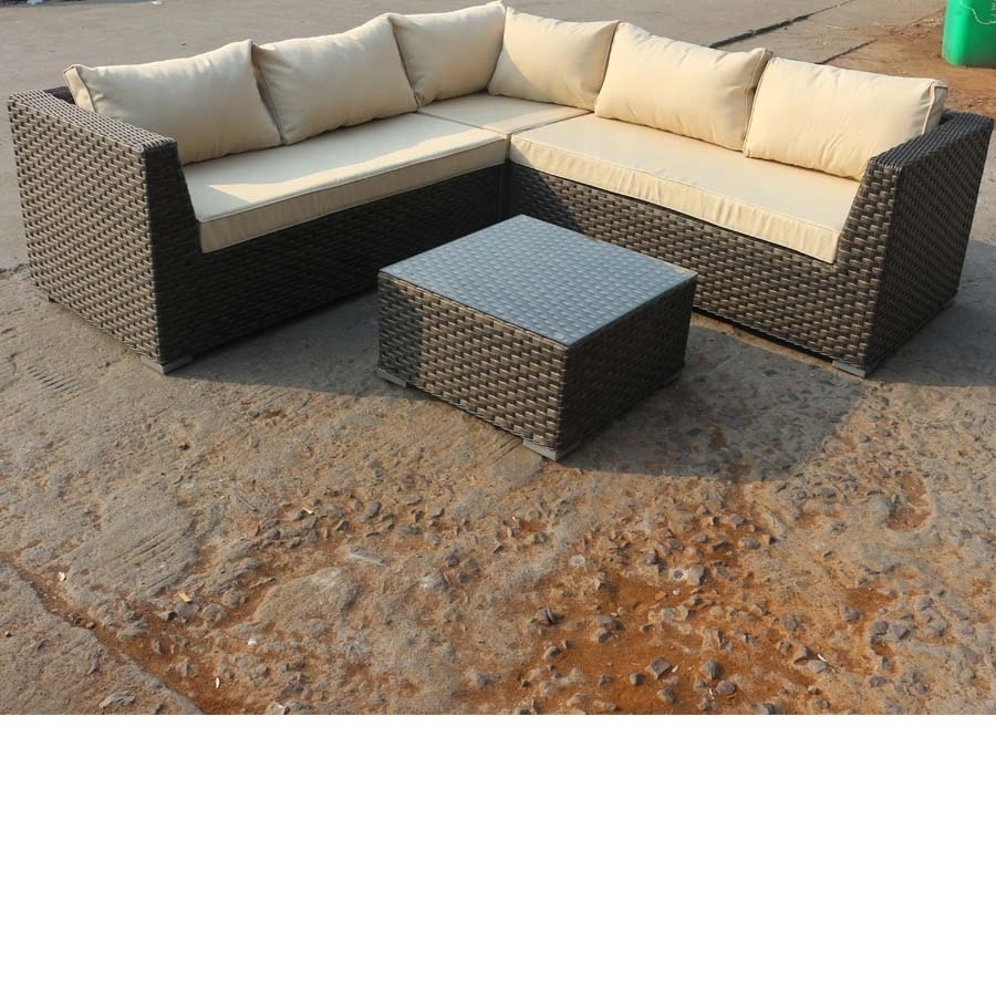 Modern Design Outdoor Furniture Garden Wicker Corner Sofa Set Quality Rattan Garden Furniture 4-Piece Sectional Set