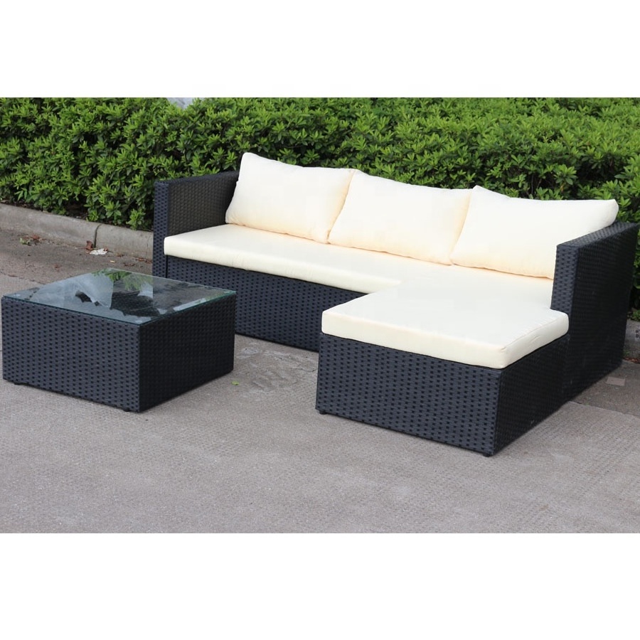 All Weather 3Piece Sectional Set Garden Patio Sofa Set Cheap Corner Set PE Wicker